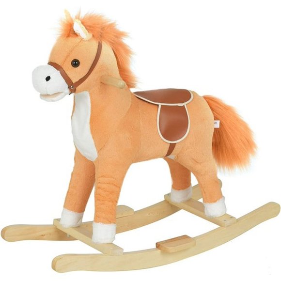 Kids Rocking Horse, Kids Wooden Rocking Horse - Tan - Picture 1 of 7